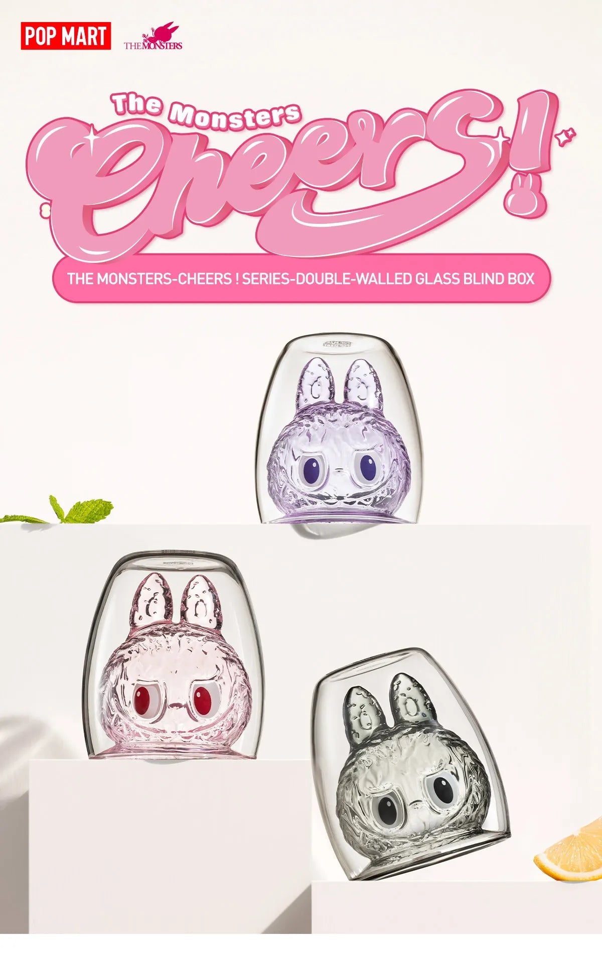 THE MONSTERS - CHEERS ! SERIES - Double - walled Glass Blind Box - Exotic Soda Company