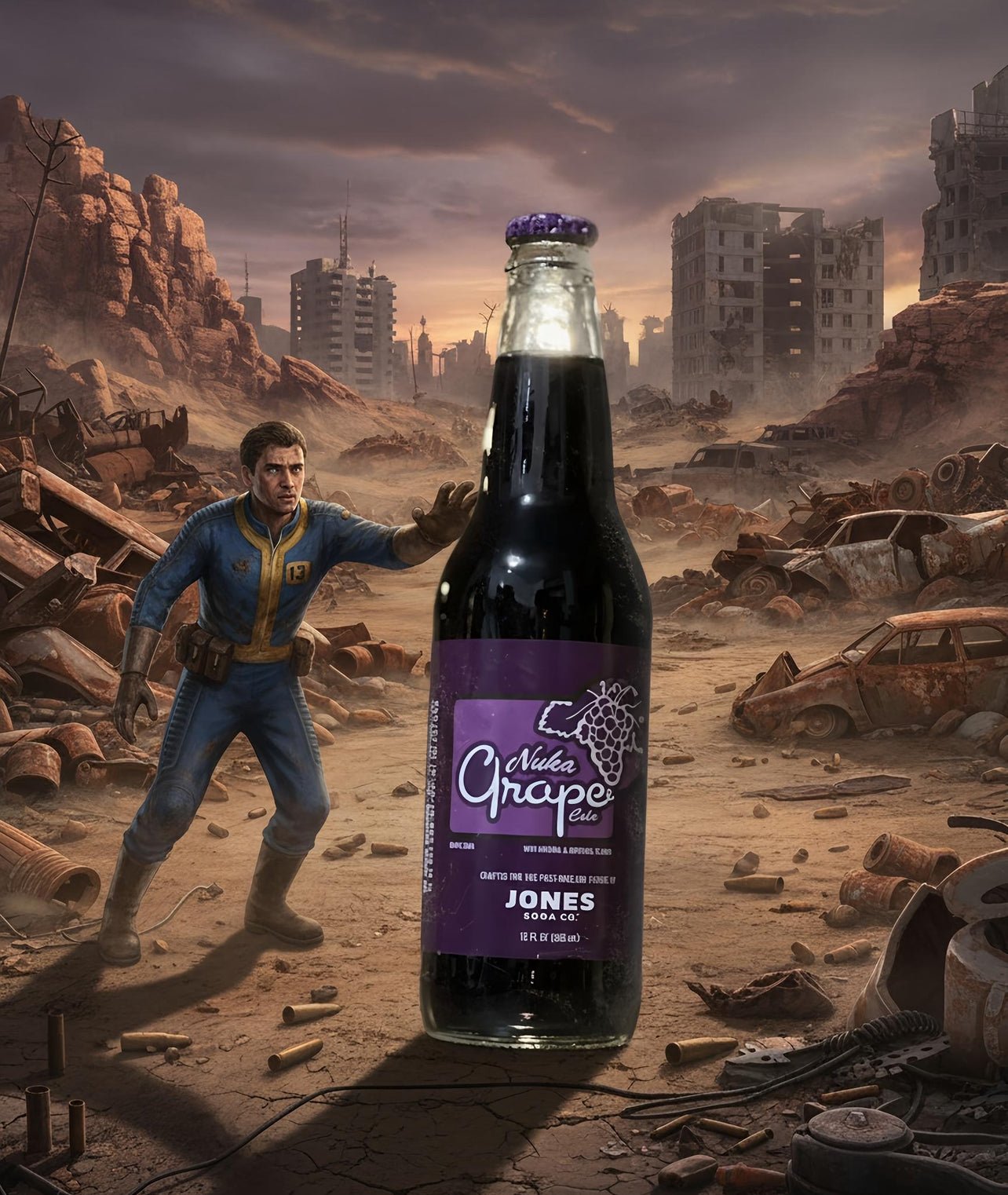 Jones Soda Nuka Grape Fallout Single 12oz Glass Bottle - Exotic Soda Company