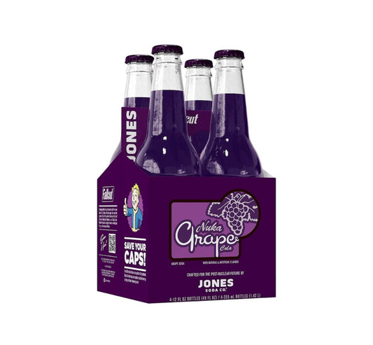 Jones Soda Nuka Grape Soda Fallout 4 - Pack With Carrier 12oz Glass Bottles (Ready to Ship) - Exotic Soda Company