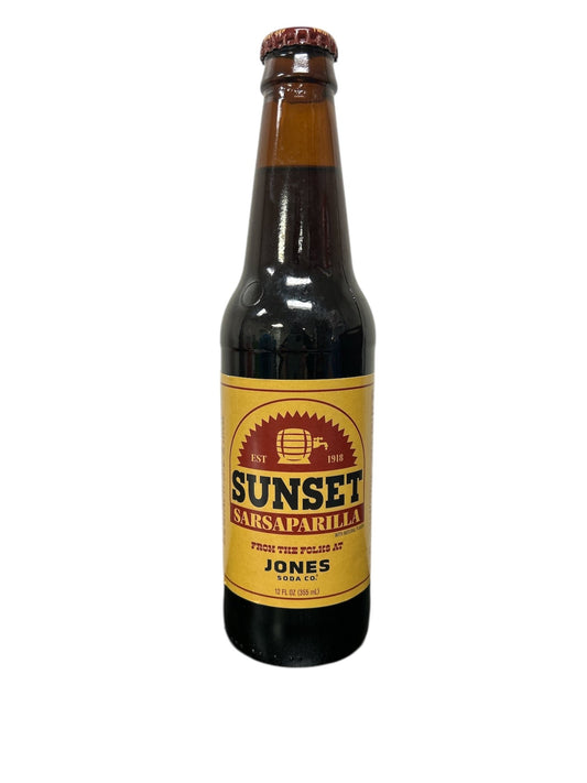 Jones Soda Sunset Sarsaparilla Fallout Single 12oz Glass bottle - Exotic Soda Company